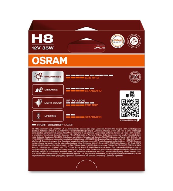 Osram Night Breaker Laser Halogeen lampen - H8 - 12V/35W - set à 2 stuks