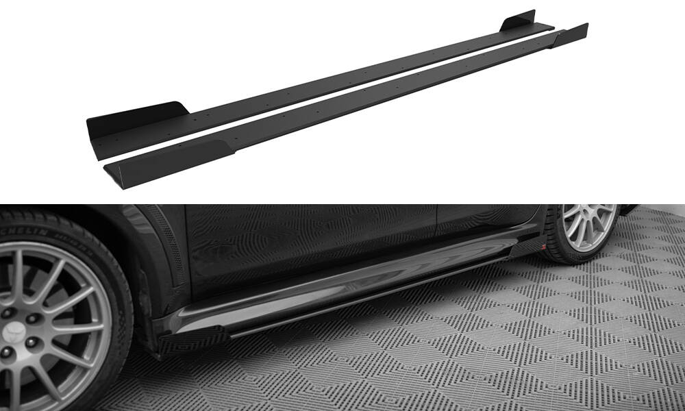 Street Pro Zijskirts + Flaps Mitsubishi Lancer EVO X Maxton Glanzend zwart