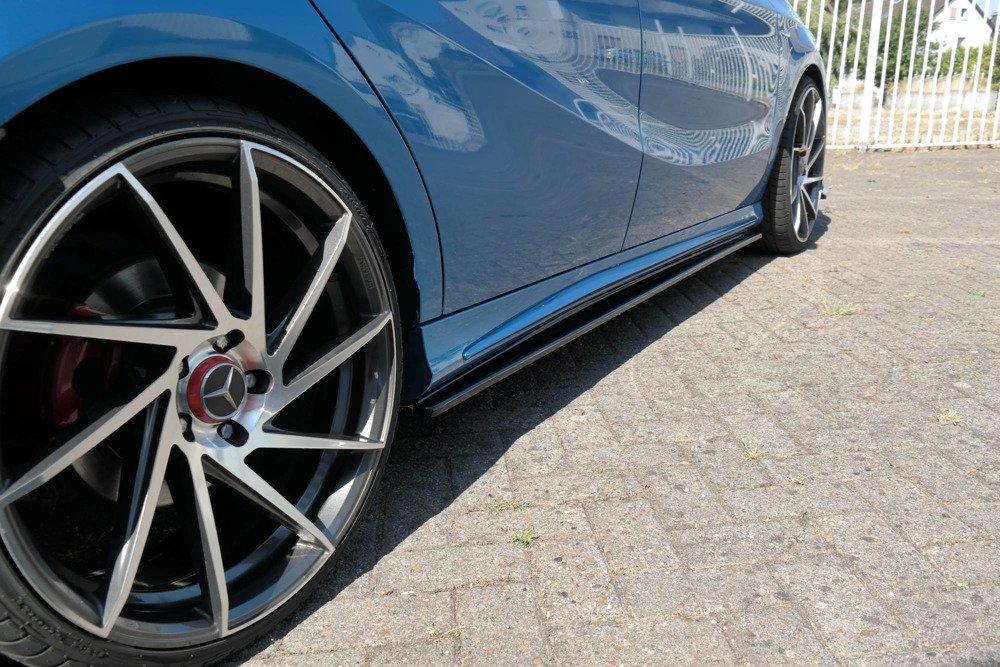 Zijskirts Mercedes W176 A45 AMG look M-Line Glans Zwart