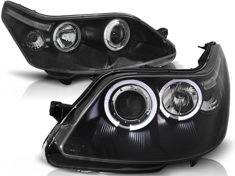 Koplampen Citroen C4 04-09 Angel Eyes Zwart