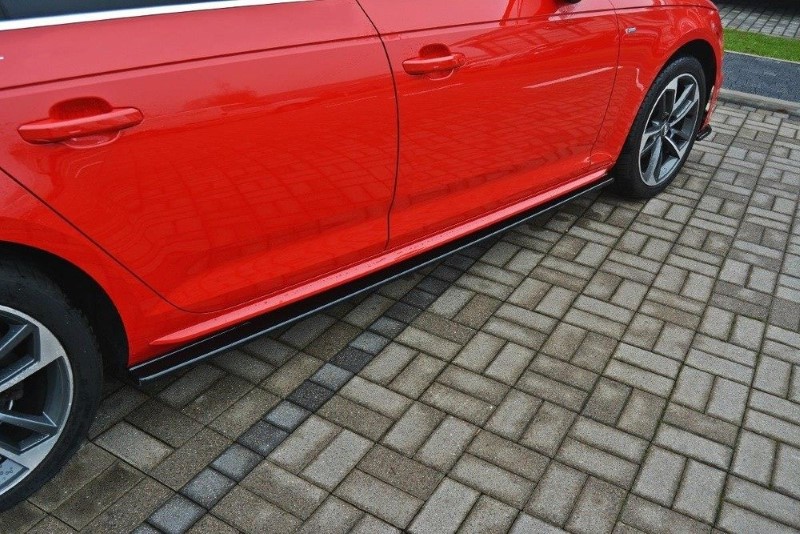 Zijskirts Audi S4 / A4 S-Line B9 Maxton Glanzend Zwart