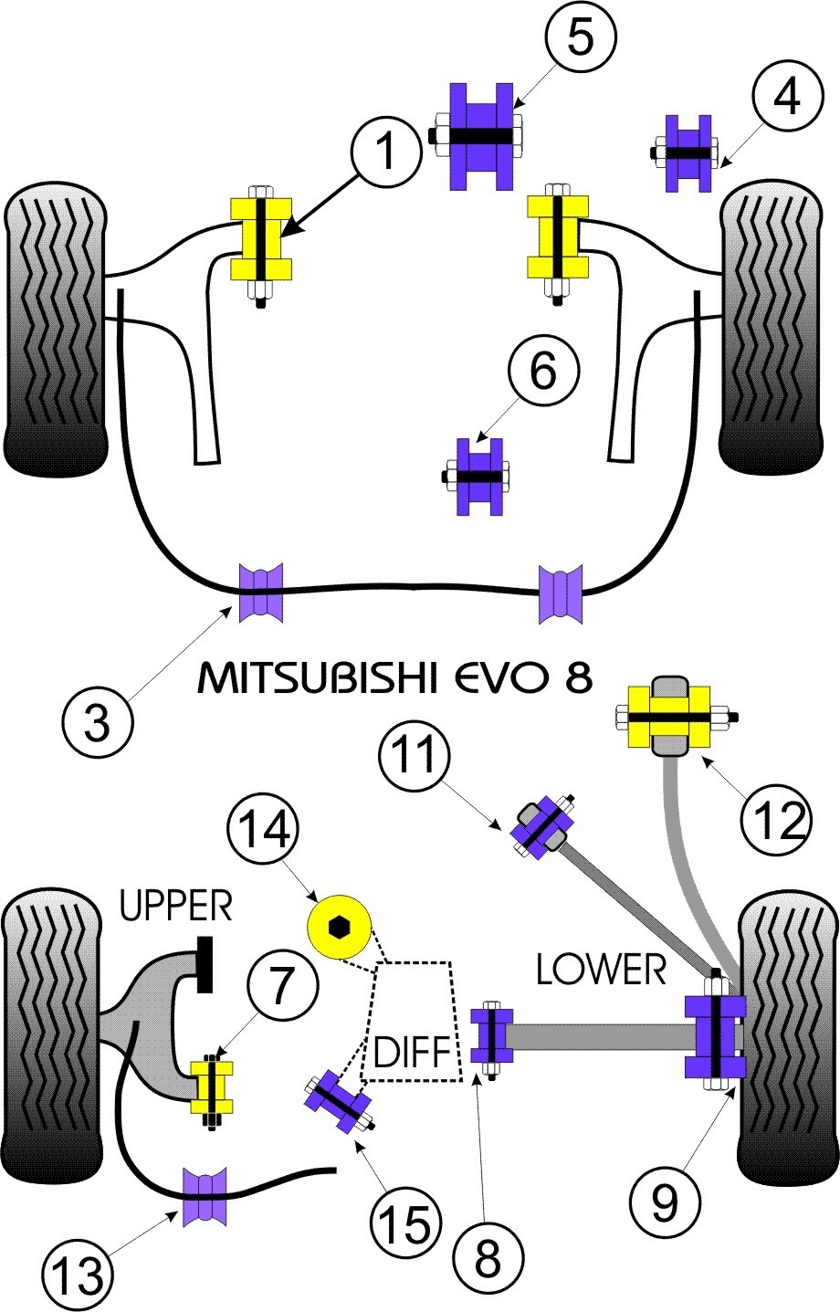 Mitsubishi Lancer Evolution 8-9  Front Upper Engine Mount - Powe