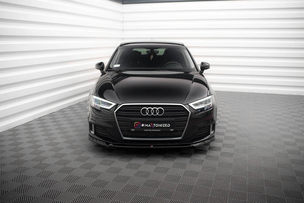 Voorspoiler V.2 Audi A3 8V Sportback FL 16-20 Maxton Glans Zwart