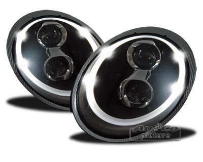 Koplampen Porsche 911 997 DRL LED Xenon Zwart