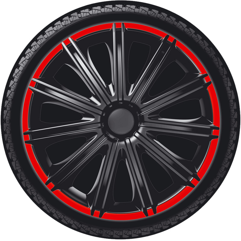 4-Delige Wieldoppenset Nero R 15-inch zwart/rood