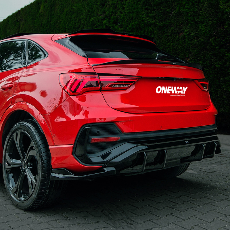 Oneway Achterbumperskirt (Diffuser)  Audi Q3 (F3N) Sportback S-Line 2019-2025 excl. RSQ3 - Glanzend zwart