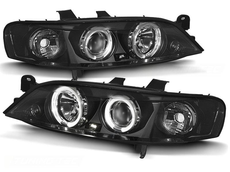 Koplampen Opel Vectra B 99-02 Black + HaloRim