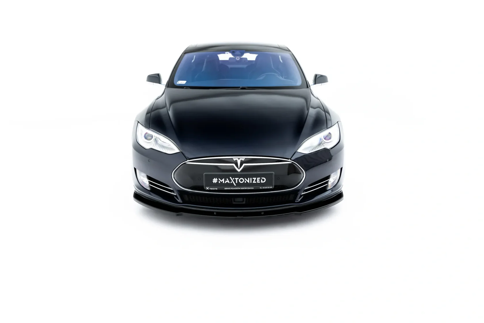 Voorspoiler V.2 Tesla Model S Mk1 Maxton Glans Zwart