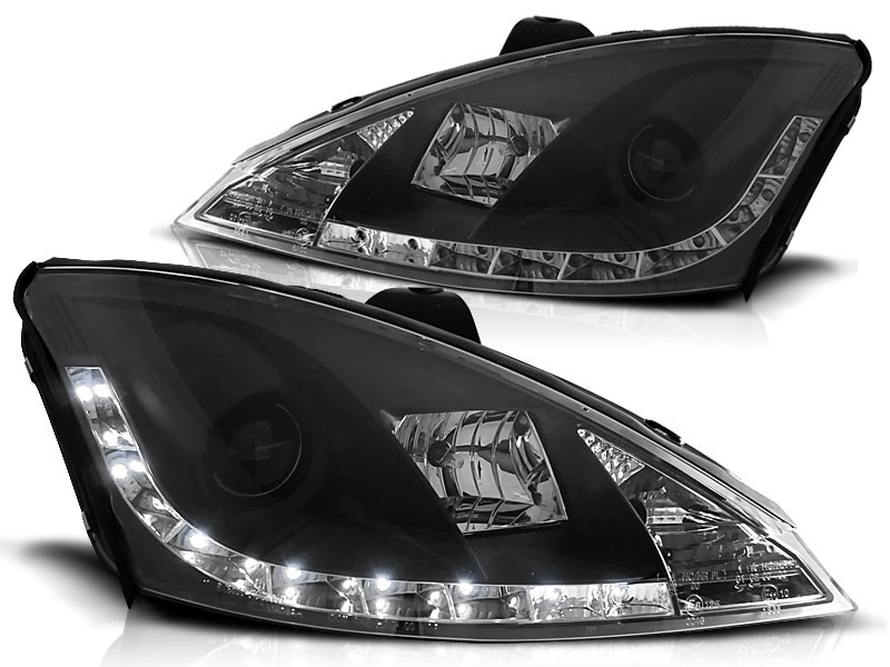 Koplampen Ford Focus 01-04 zwart + Daytime Running Light