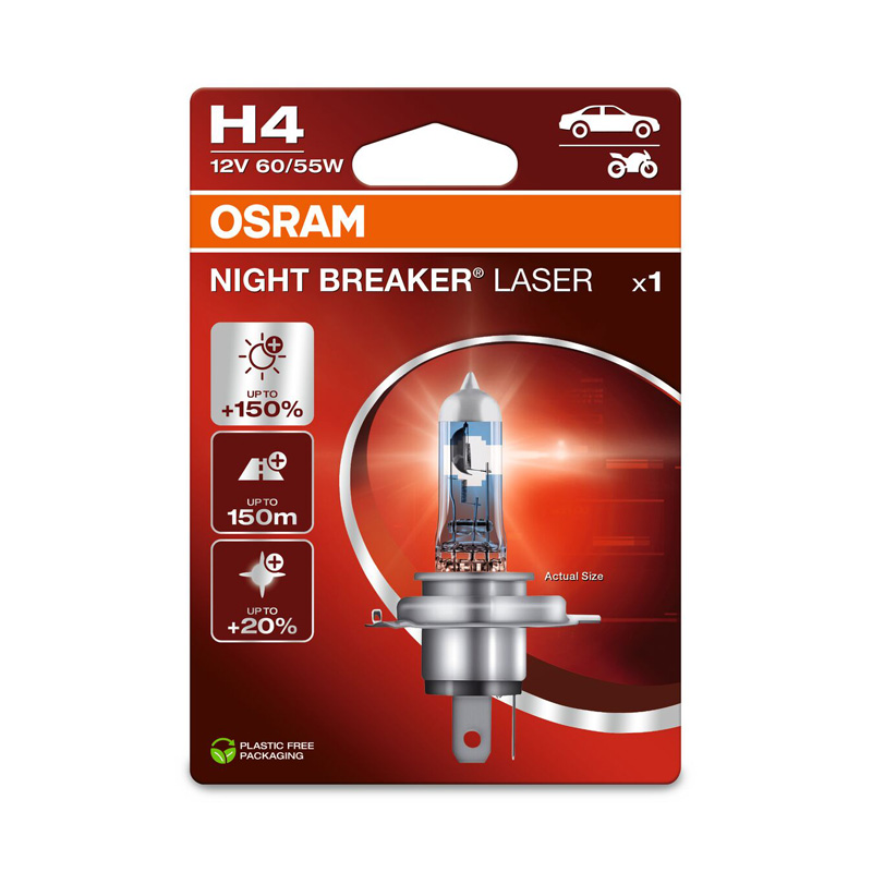 Osram Night Breaker Laser Halogeen lamp - H4 - 12V/60-55W - per stuk