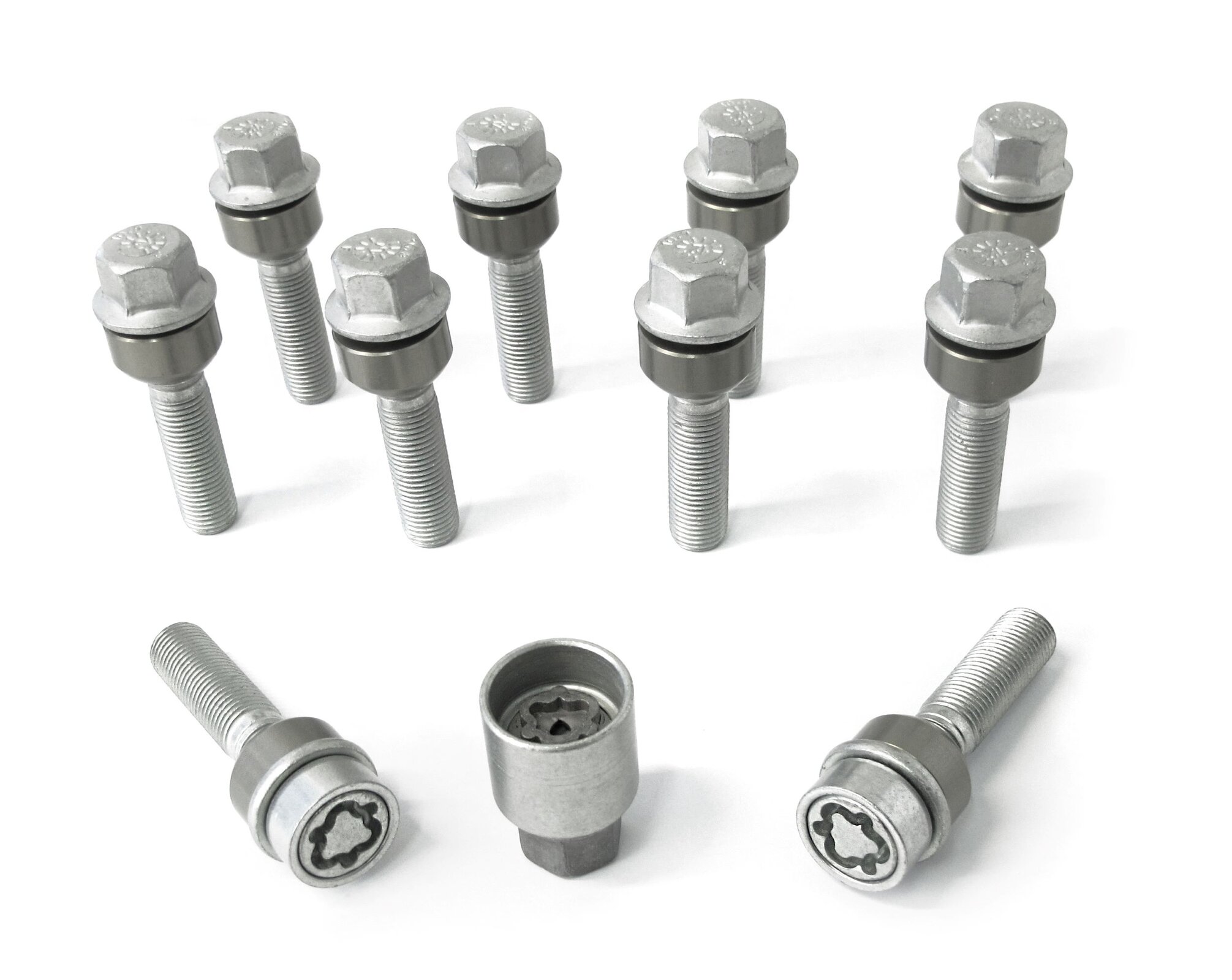 H&R Wielboutenset bolkonisch met beweegbare ring R14 M14x1.50 - Lengte 57mm - 10 stuks (Bv.  Porsche) - incl. wielsloten