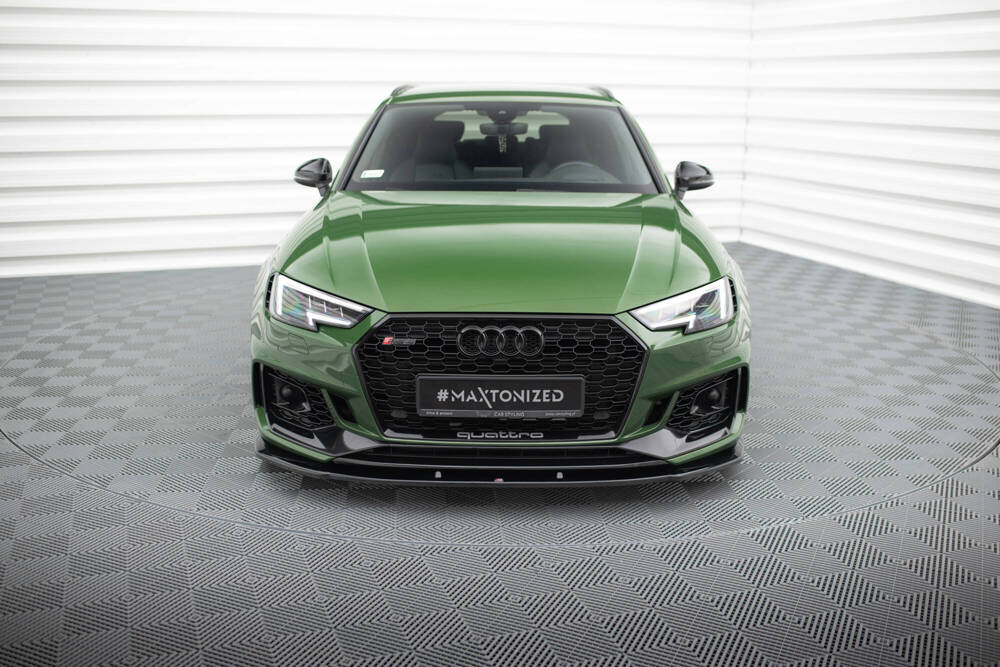 Voorspoiler V.1 Audi RS4 B9 Maxton Glans Zwart