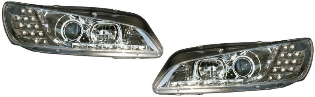 Koplampen Peugeot 306 93-96 LED Devil Eyes DRL look chroom LED
