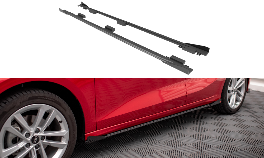 Zijskirts met Canards Street Pro Audi A3 8Y Maxton