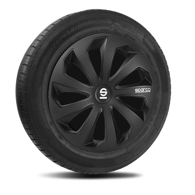 Sparco Wieldoppen Sicilia - 16-inch - Zwart/Carbon - Set van 4 stuks