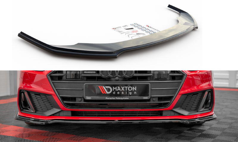 Voorspoiler V.1 Audi A7 C8 S-Line Maxton Glanzend Zwart