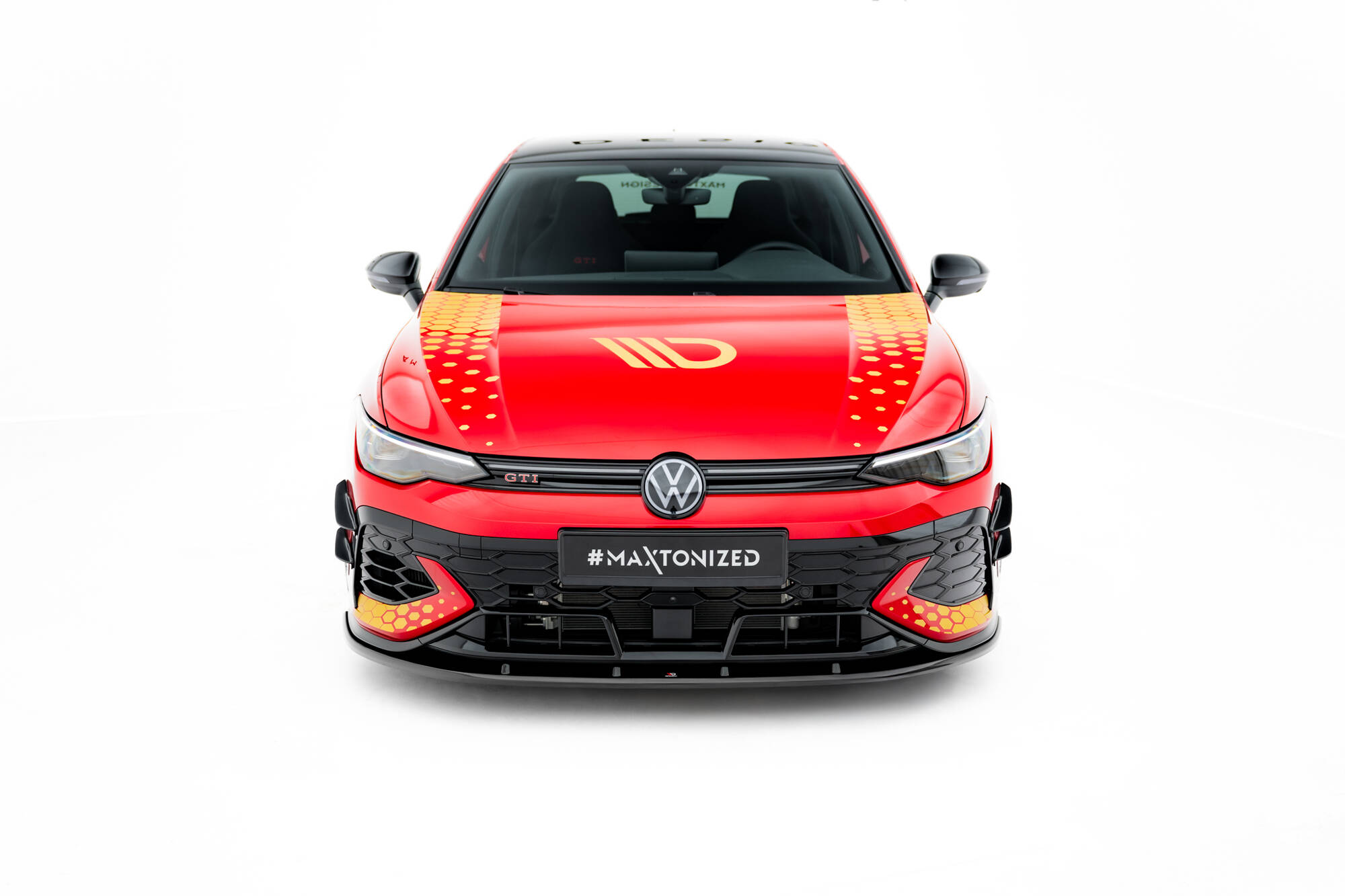 Voorspoiler V.2 Volkswagen Golf GTI Clubsport MK8 Facelift Maxton Glanzend zwart