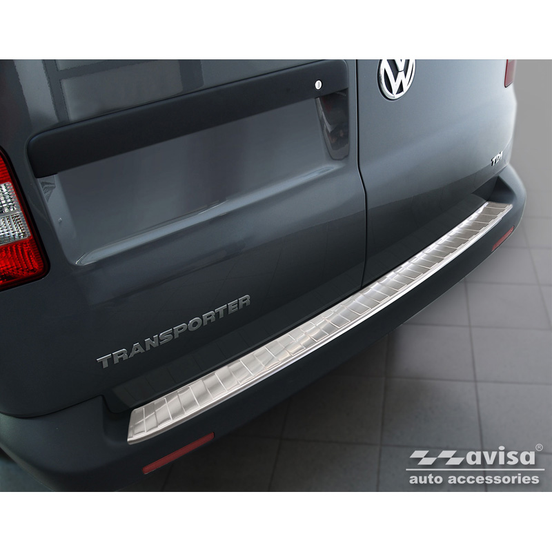 RVS Achterbumperprotector  VW Transporter T5 2003-2015 (alle) & T6 2015- / FL 2019- (met achterdeuren) 'XL' 'Ribs'