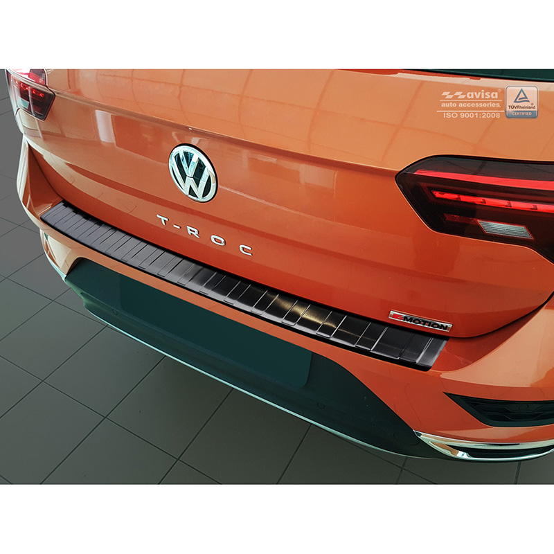 Zwart RVS Achterbumperprotector  Volkswagen T-Roc 2017-2022 & Facelift 2022- incl. Cabrio 'Ribs'