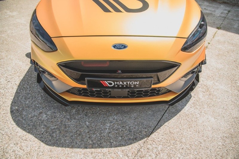 Voorspoiler Ford Focus ST / ST-Line Mk4 (Racing) Glanzend Zwart + Kleppen