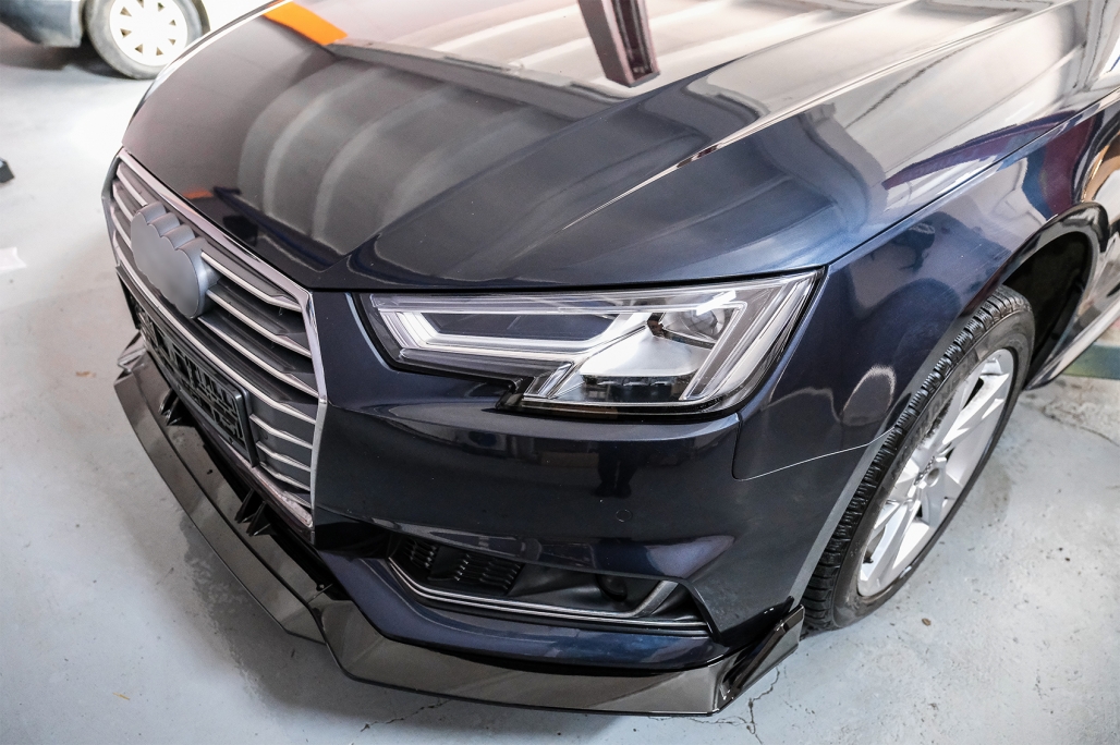 Voorspoiler Audi A4 B9 8W S-Line (2016-2018) Glans Zwart