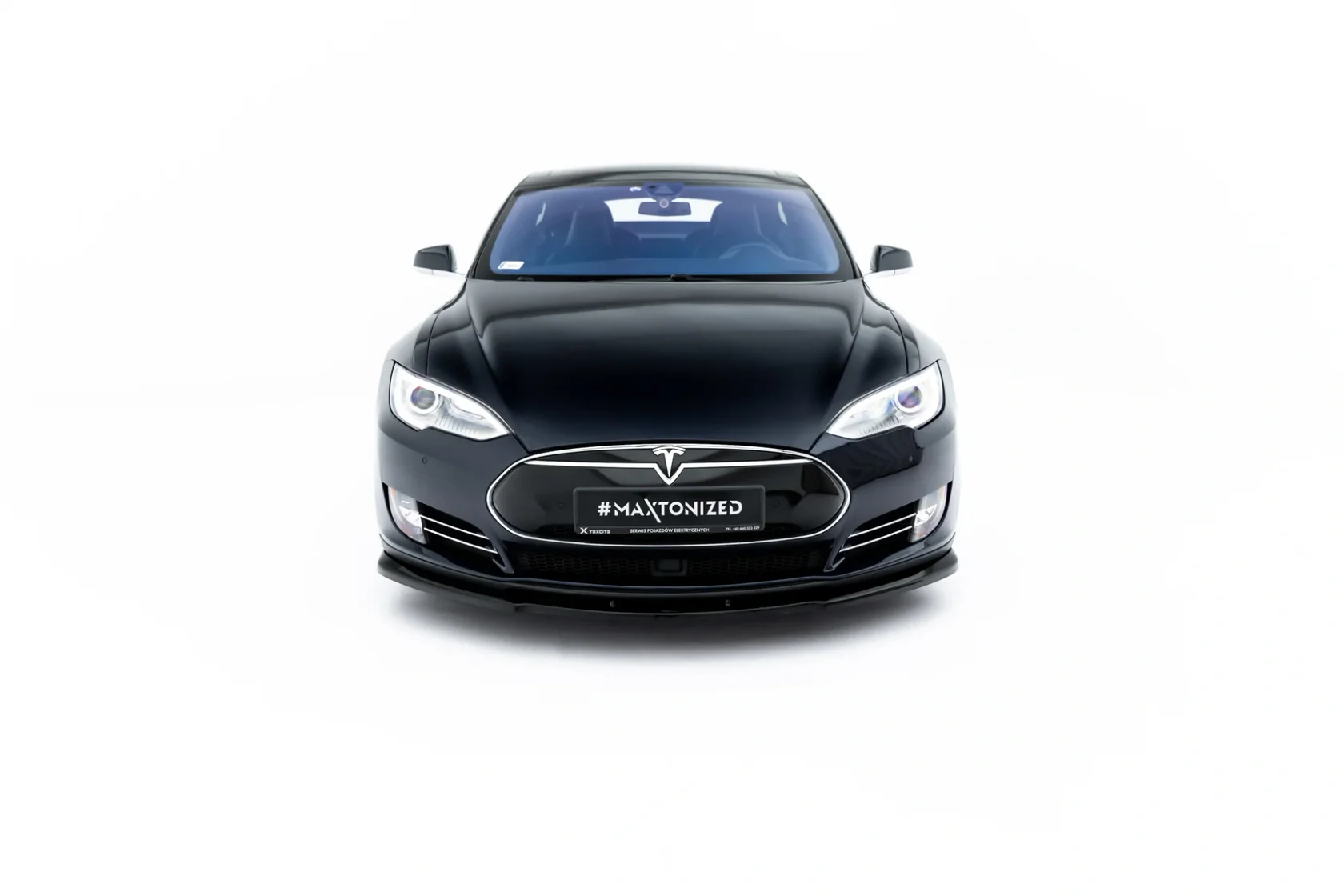 Voorspoiler V.1 Tesla Model S Mk1 Maxton Glans Zwart