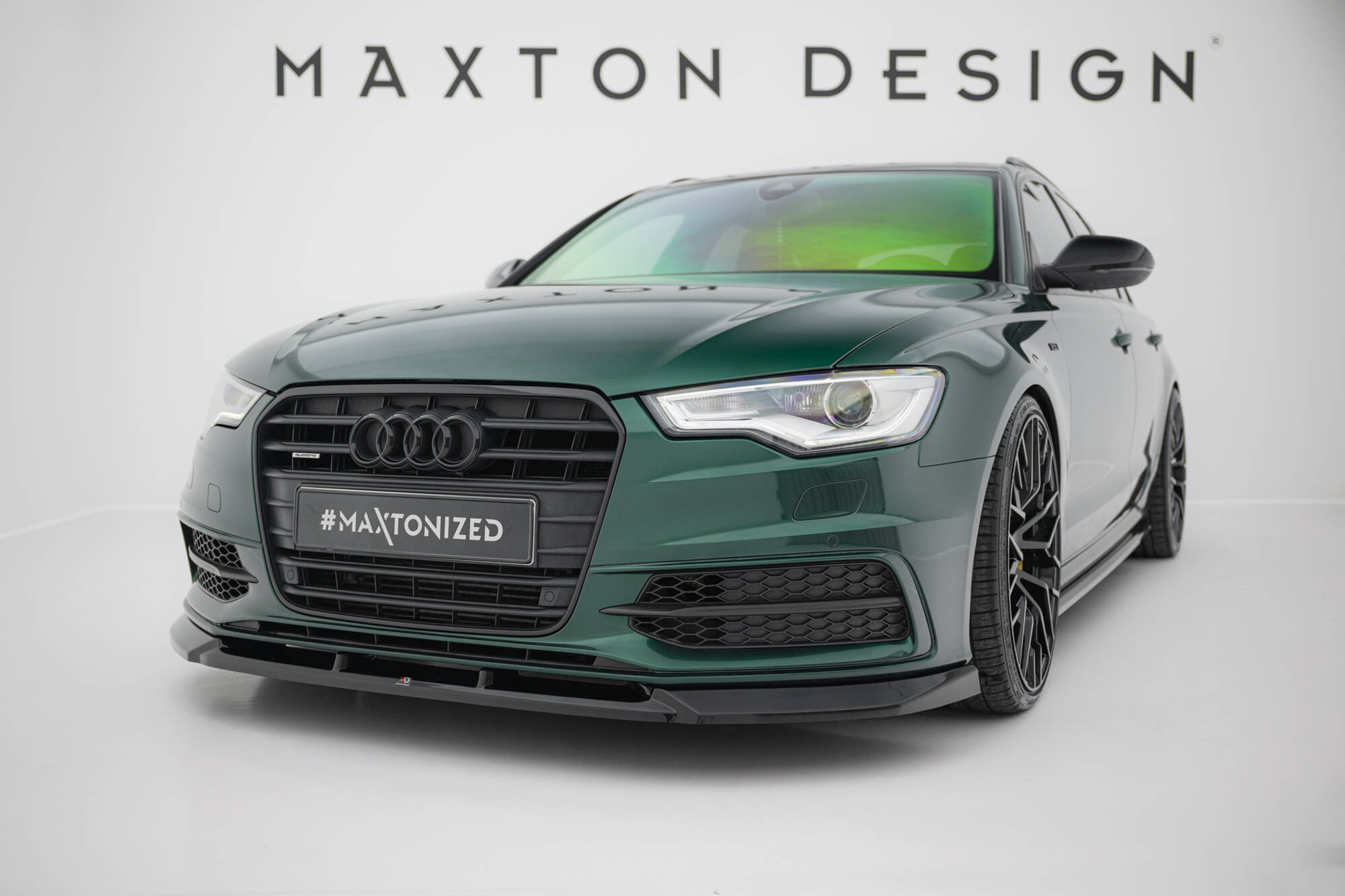 Voorspoiler V.3 Audi A6 S-line / S6 C7 Maxton Glanzend zwart