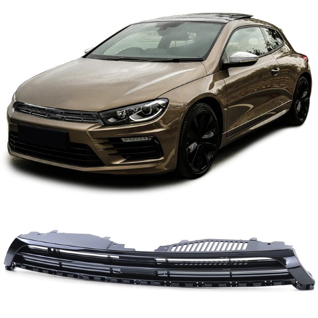 Grill Volkswagen Scirocco 08-14 R Look Glans Zwart