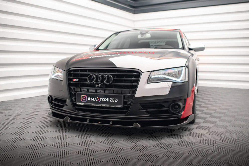 Voorspoiler V.2 Audi S8 D4 Maxton Glans Zwart