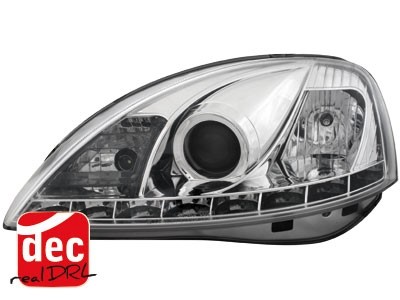 Koplampen Opel Corsa C 01-06 Devil Eyes real DRL LED Chroom