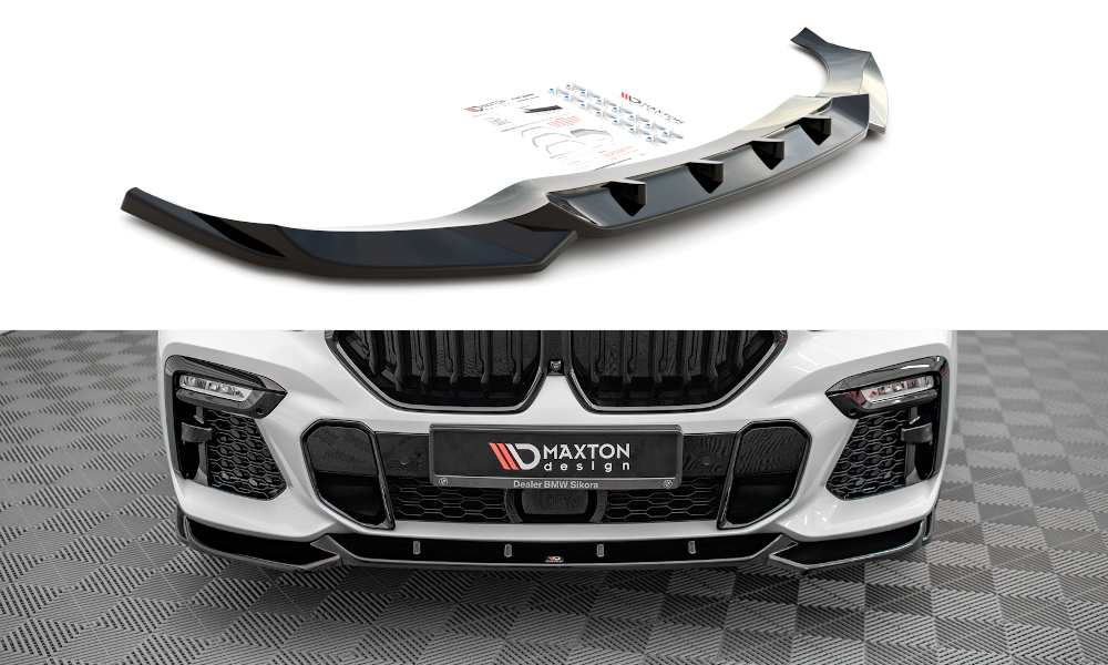 Voorspoiler V.1 BMW X6 M-pakket G06 glans zwart