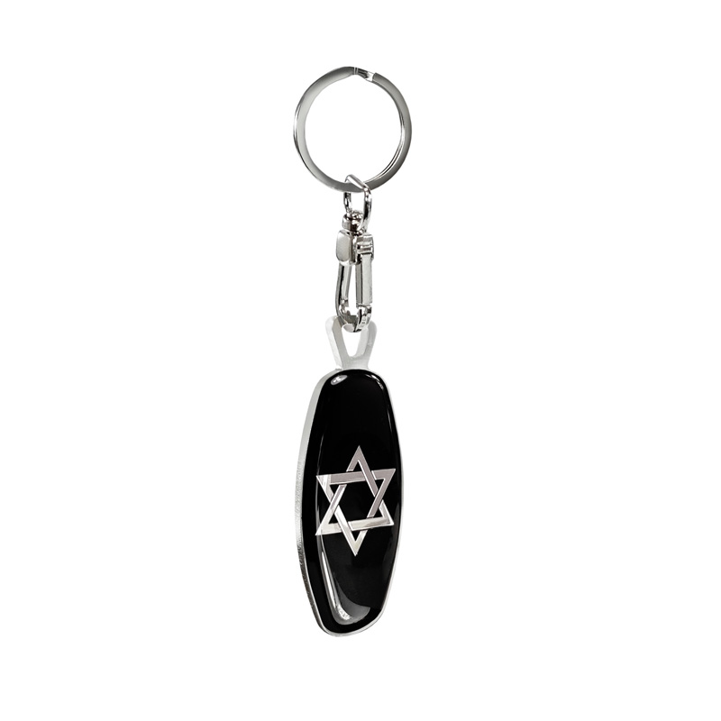 RVS sleutelhanger - Emblem/ Flag Star of David+USA