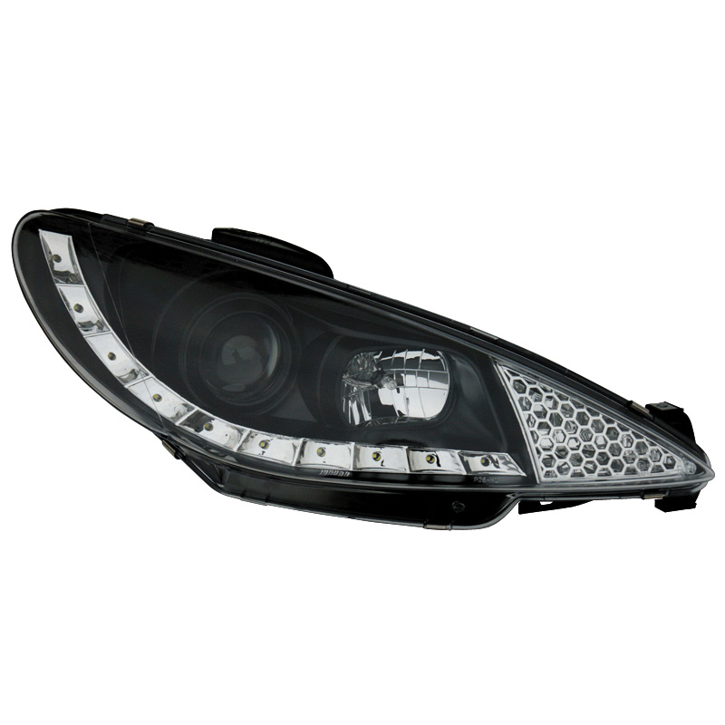 Set Koplampen in DRL-Look  Peugeot 206 1998-2002 excl. GTi - Zwart