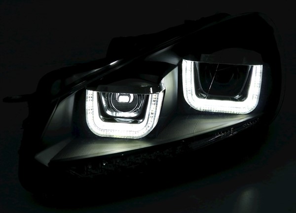 Koplampen VW Golf VI U-Tube LED Dynamic Black