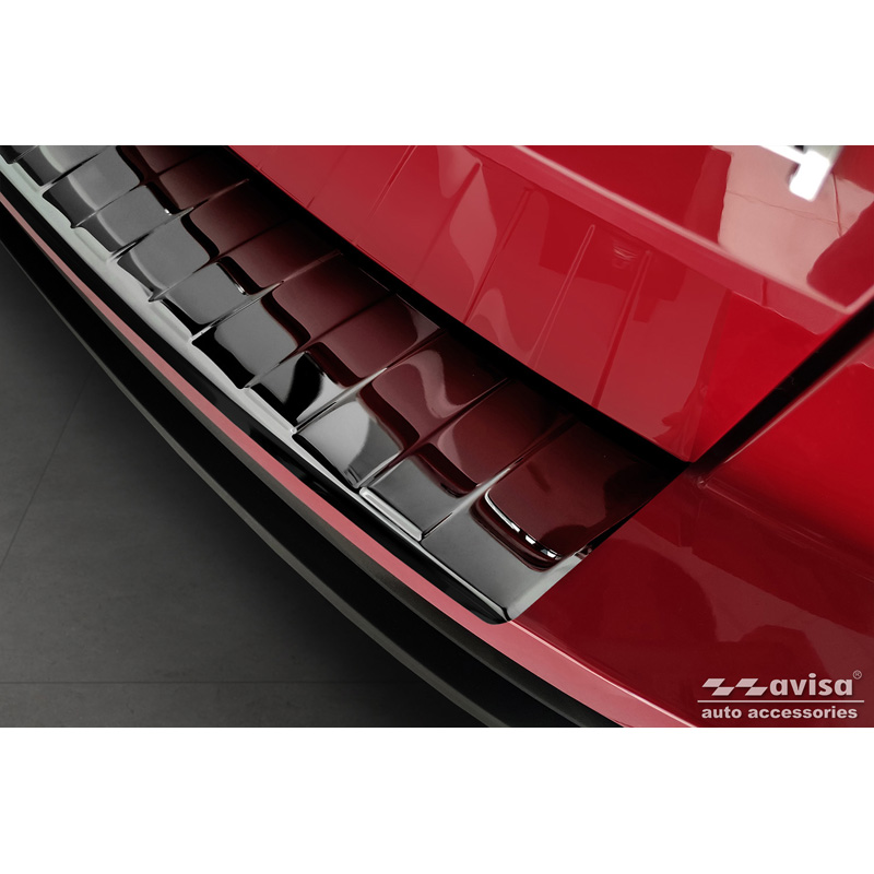 Zwart-Chroom RVS Achterbumperprotector  Skoda Karoq Facelift incl. Sportline 2022- 'Ribs'