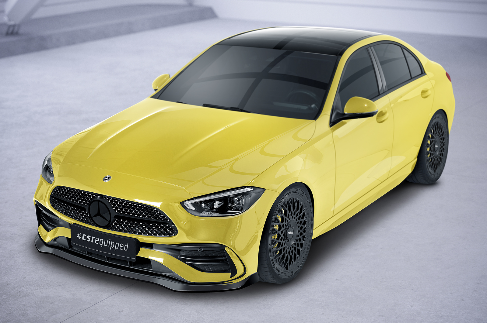 Voorspoiler Mercedes C Klasse W206 AMG Pakket CSR Glans Zwart