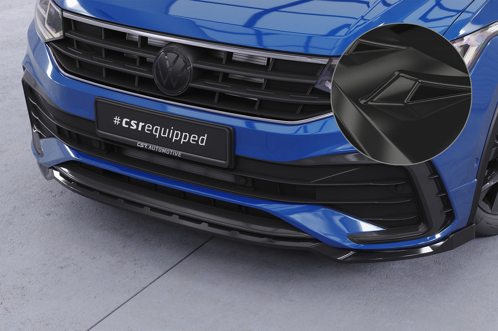 Voorspoiler VW Tiguan II (Typ AD1) R-Line 09/2020–heden (Facelift) – CSR Automotive – Glans Zwart
