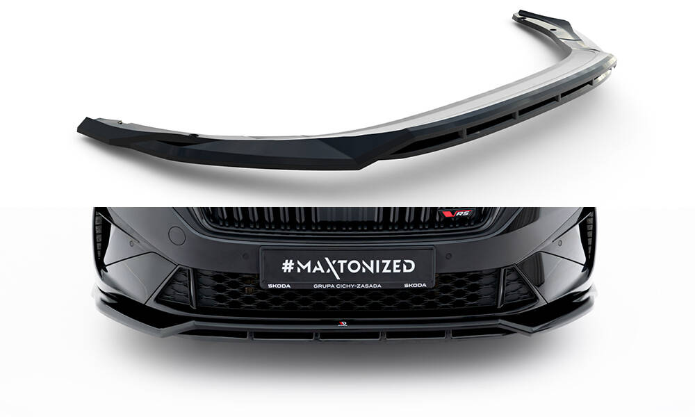 Voorspoiler V.1 Skoda Octavia RS Liftback MK4 / MK4 Facelift Maxton Glanzend zwart