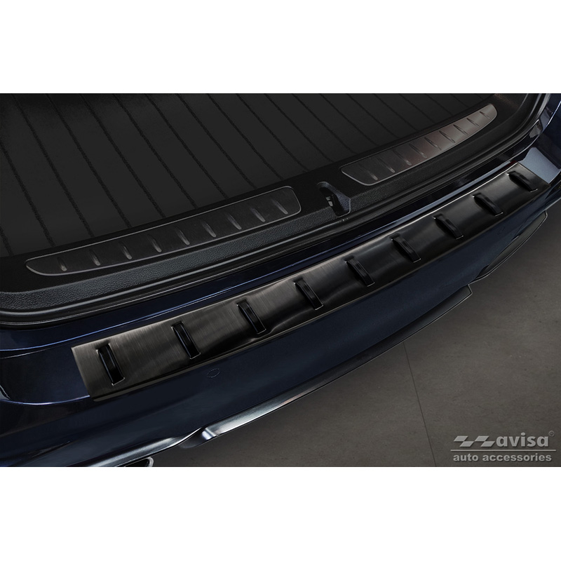 Zwart RVS Achterbumperprotector  BMW 3-Serie (F31) Touring (incl. M-Pakket) 2012-2015 & Facelift 2015-2019 'STRONG EDITION'