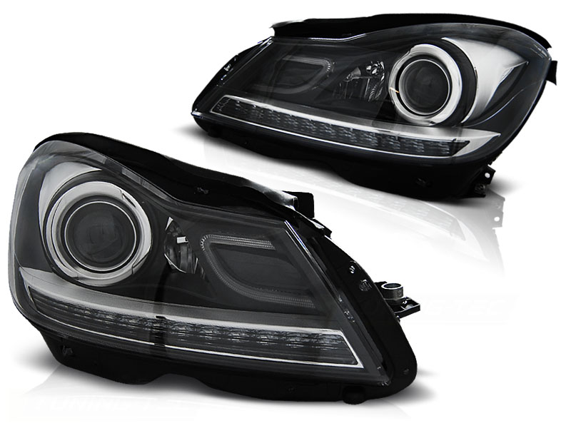 Koplampen Mercedes W204 DRL LED Zwart
