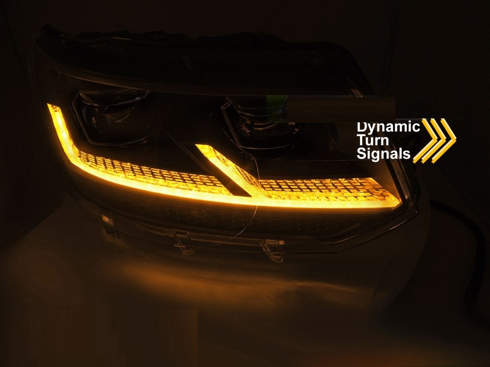 Koplampen VW T6 Multivan/Transporter Dynamic Tube Zwart-Chroom
