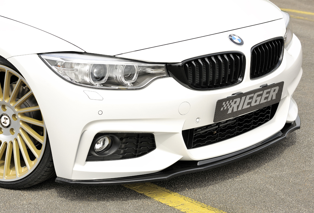 Voorspoiler BMW 4 Serie M Pakket F32 F33 F36 Rieger Glans Zwart