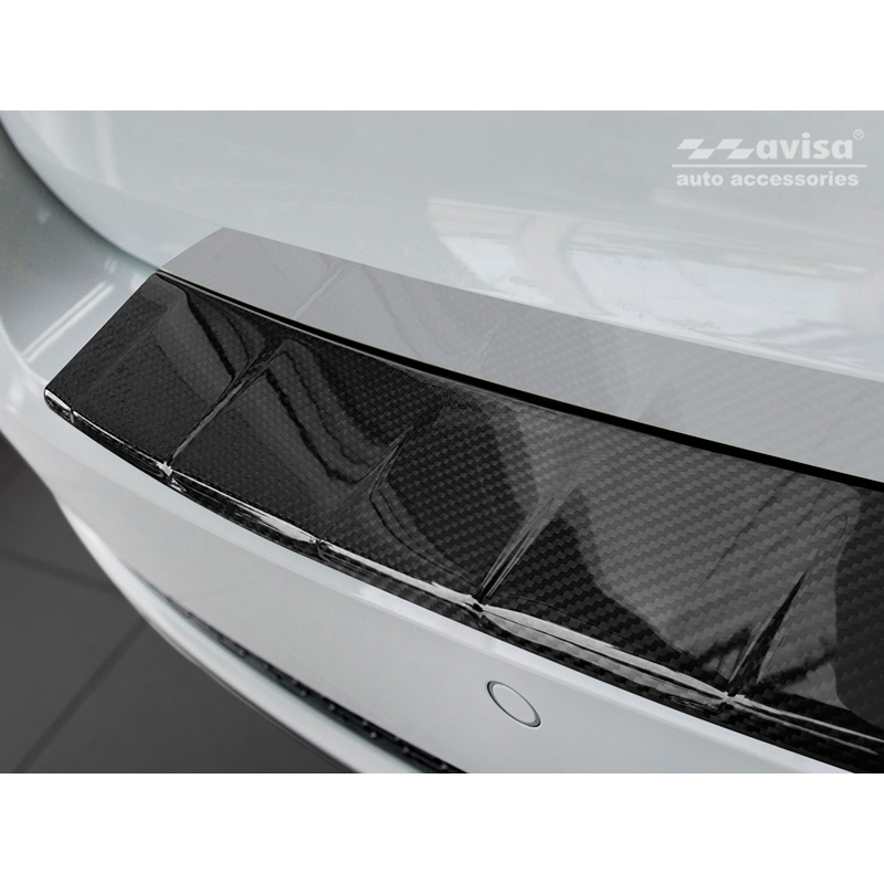Echt 3D Carbon Achterbumperprotector  Audi A4 (B9) Avant 2015-2019 & Facelift 2019- 'Ribs' (incl. S4 Avant)