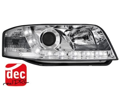Koplampen Audi A6 4B 01-04 Devil Eyes real DRL LED Chroom