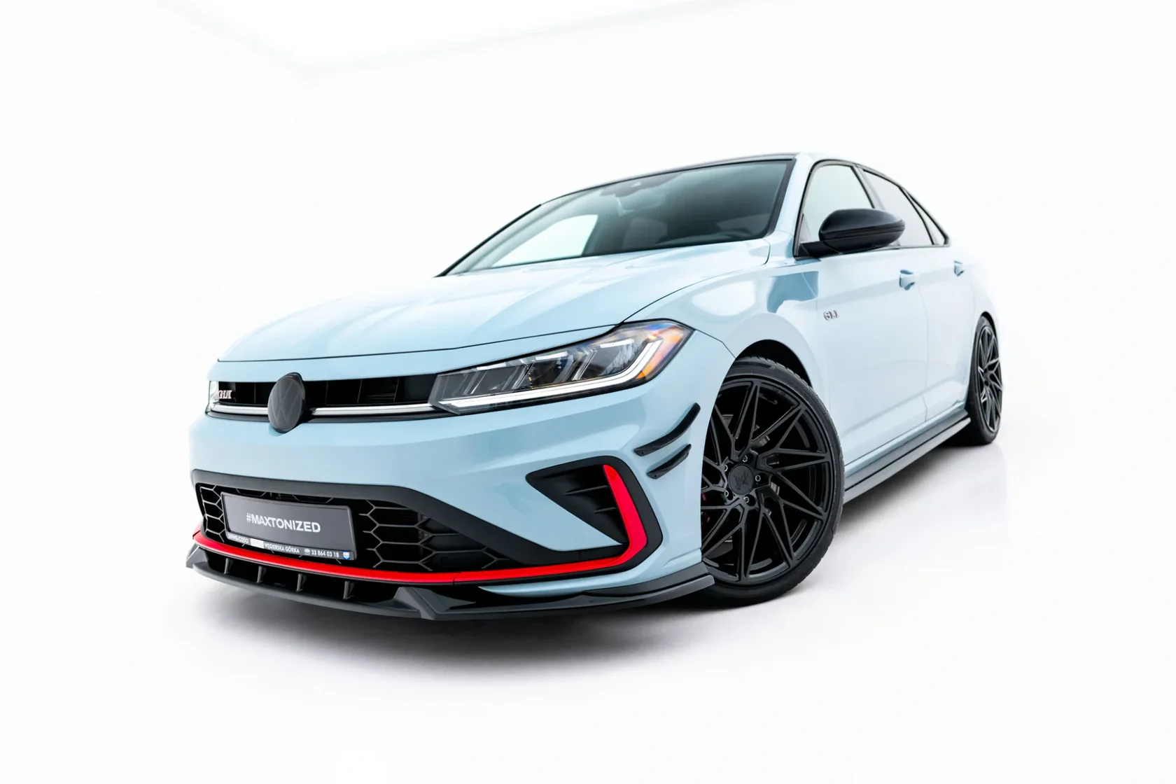Voorbumper Canards Volkswagen Jetta GLI MK7 Facelift2 Maxton Glans Zwart