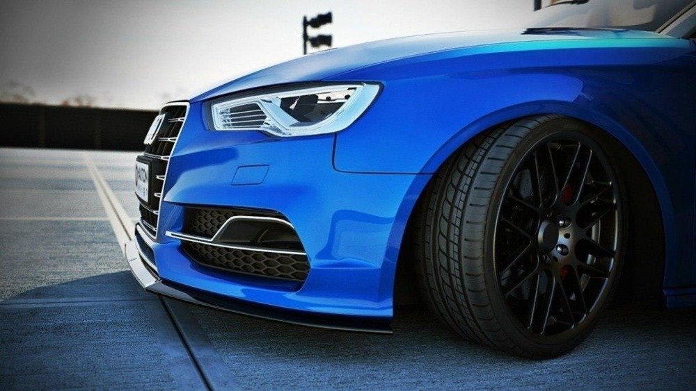Voorspoiler Audi A3 8V S-line Sedan/Cabrio Zwart Glans