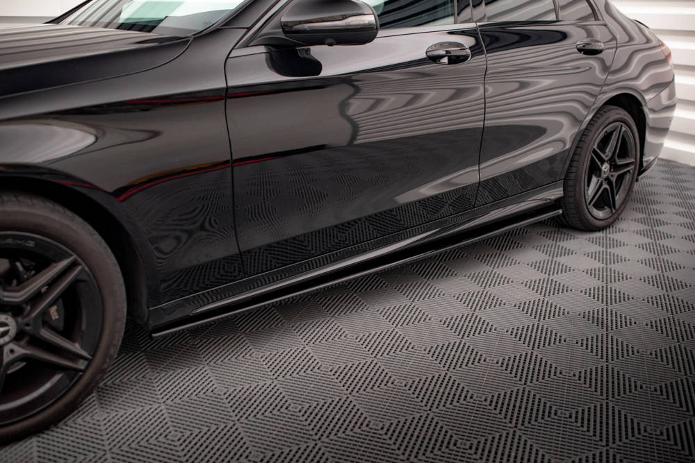 Zijskirts Mercedes C Klasse AMG Line & C43 AMG W205 Facelift Maxton Glans Zwart
