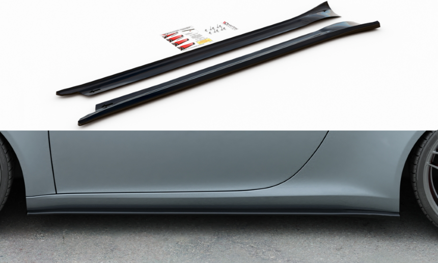 Zijskirts Porsche 911 Carrera (991) Maxton Design glans zwart