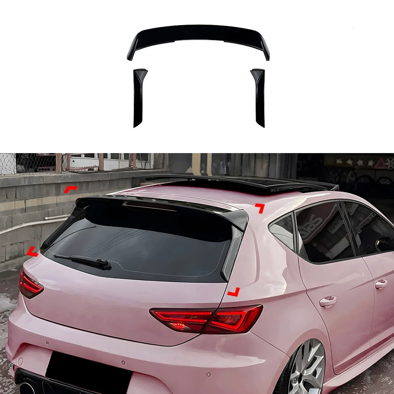 Dakspoiler  Seat Leon 5F 5-deurs 2013-2020 3-delig (ABS Glanzend zwart)