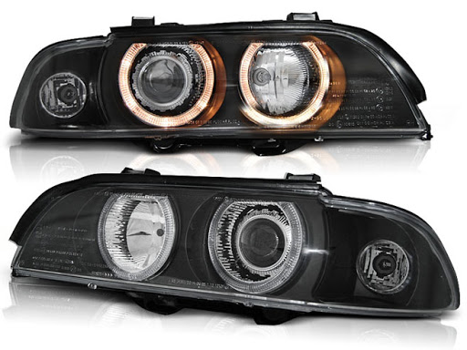 Koplampen BMW E39 Angel Eyes zwart